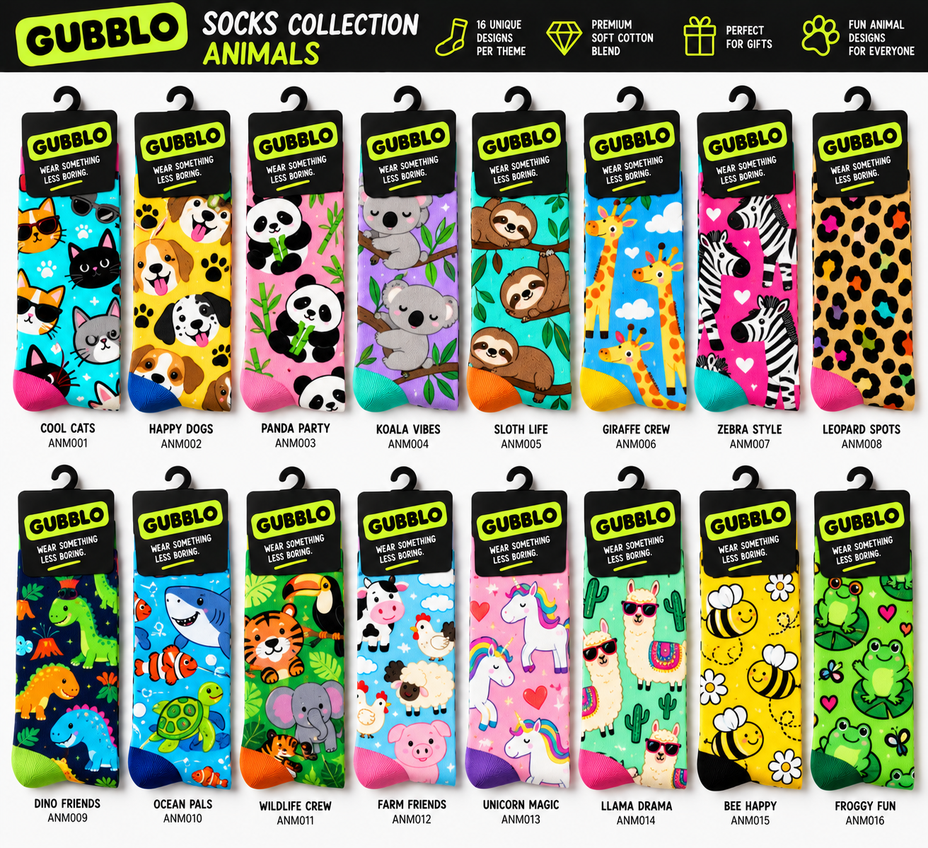 ANIMALS Gubblo sock designs